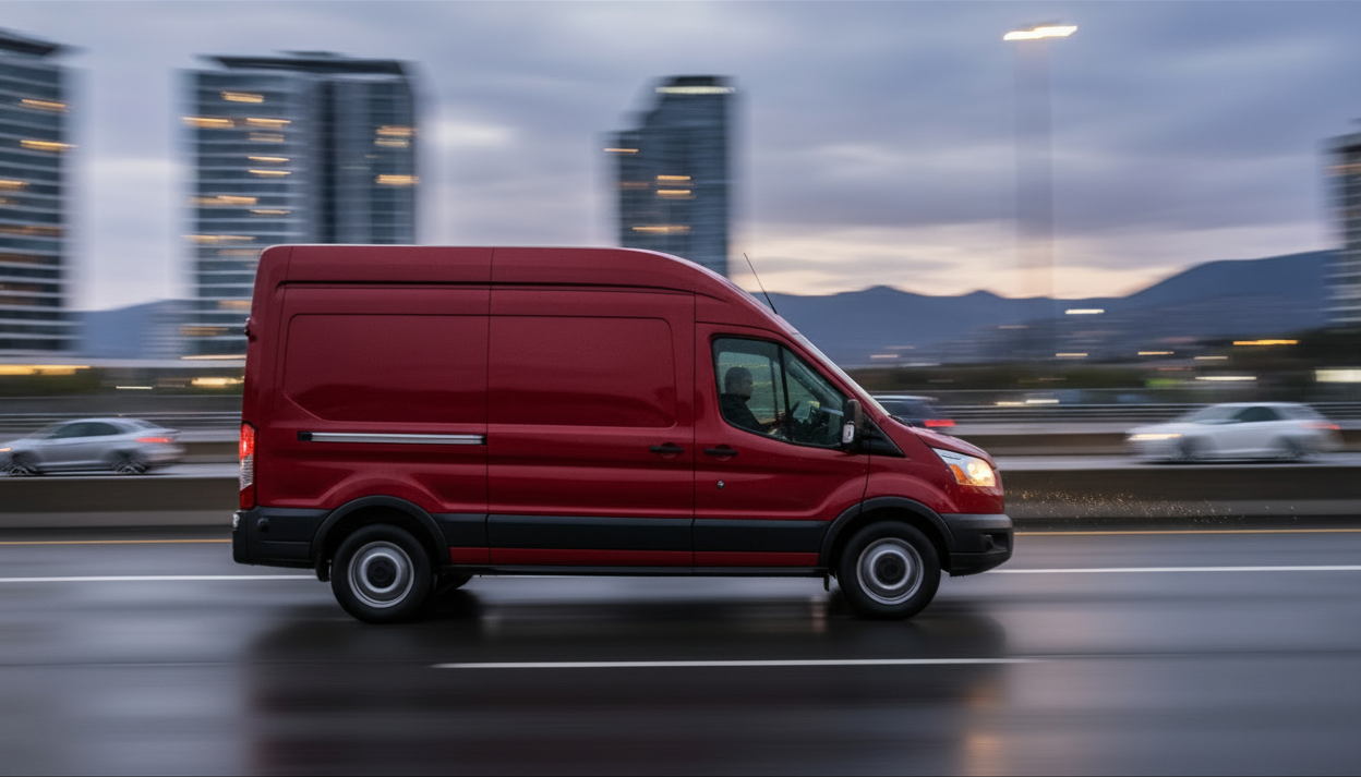 Red delivery van
